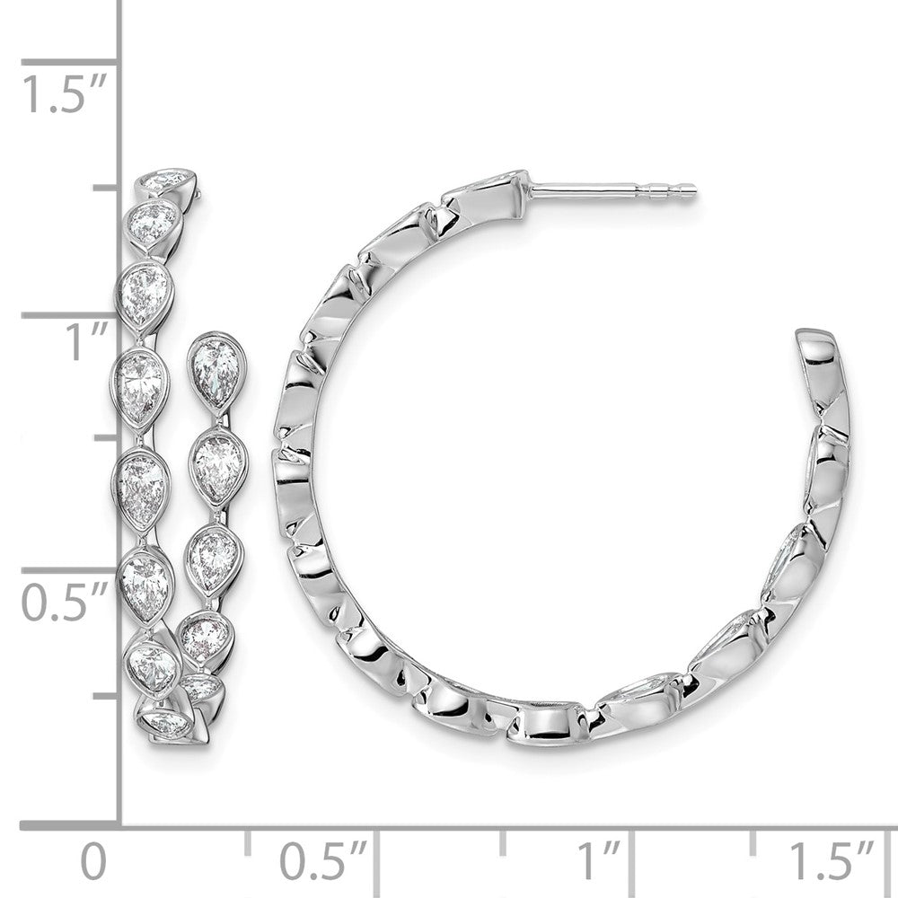 14kw 2ct Lab Grown Dia VS+ F+ Post Pear Comp Hoop Earrings