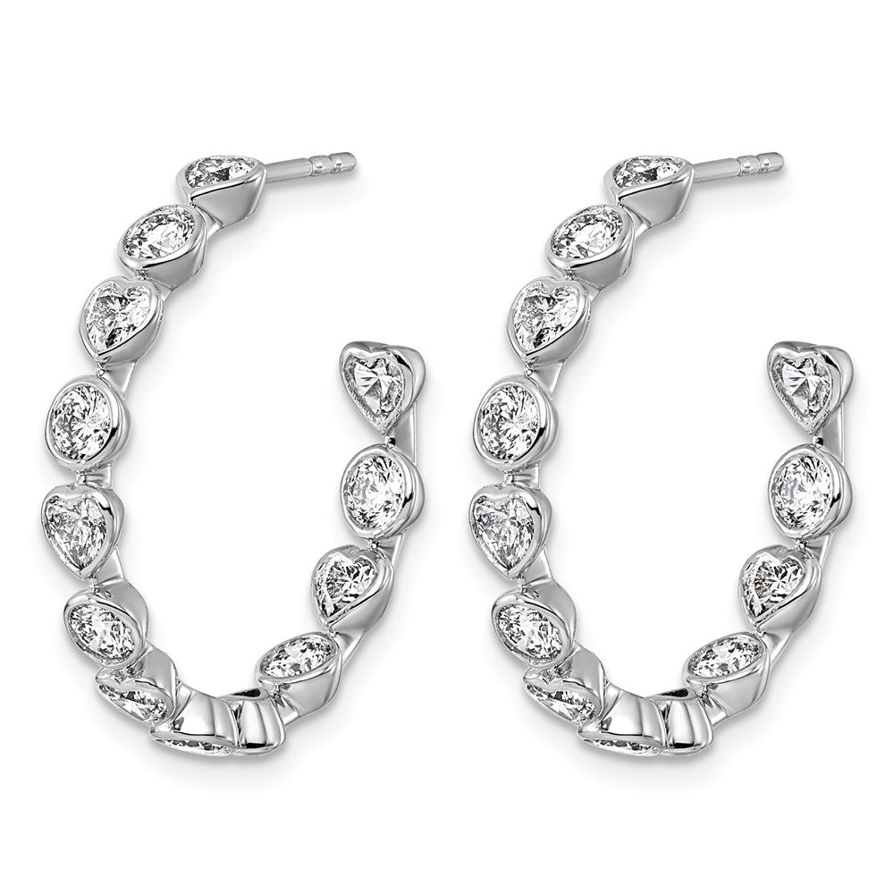 14kw 2 5/8ct Lab Grown Dia VS+ F+ Post Round/Heart Comp Hoop Earrings