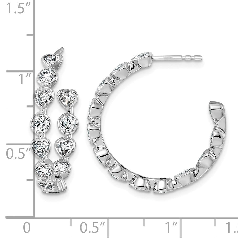 14kw 2 5/8ct Lab Grown Dia VS+ F+ Post Round/Heart Comp Hoop Earrings
