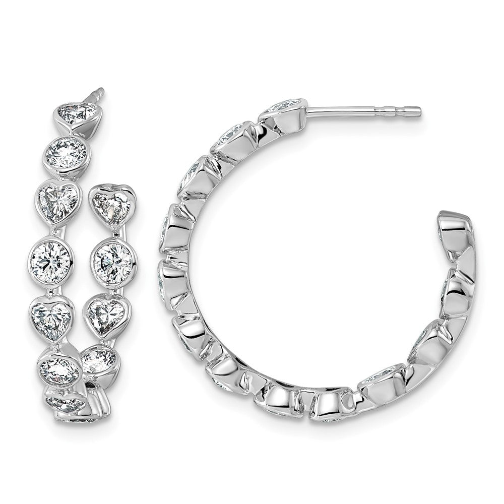 14kw 2 5/8ct Lab Grown Dia VS+ F+ Post Round/Heart Comp Hoop Earrings