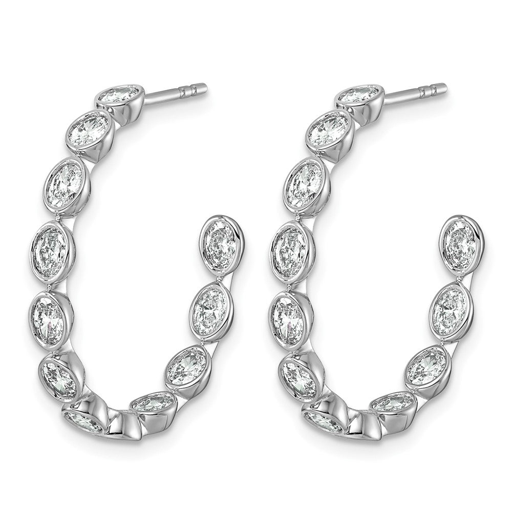 14kw 2 1/8ct Lab Grown Dia VS+ F+ Post Oval Comp Hoop Earrings