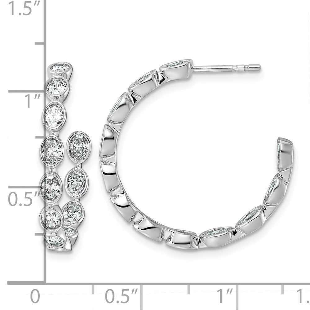 14kw 2 1/8ct Lab Grown Dia VS+ F+ Post Oval Comp Hoop Earrings