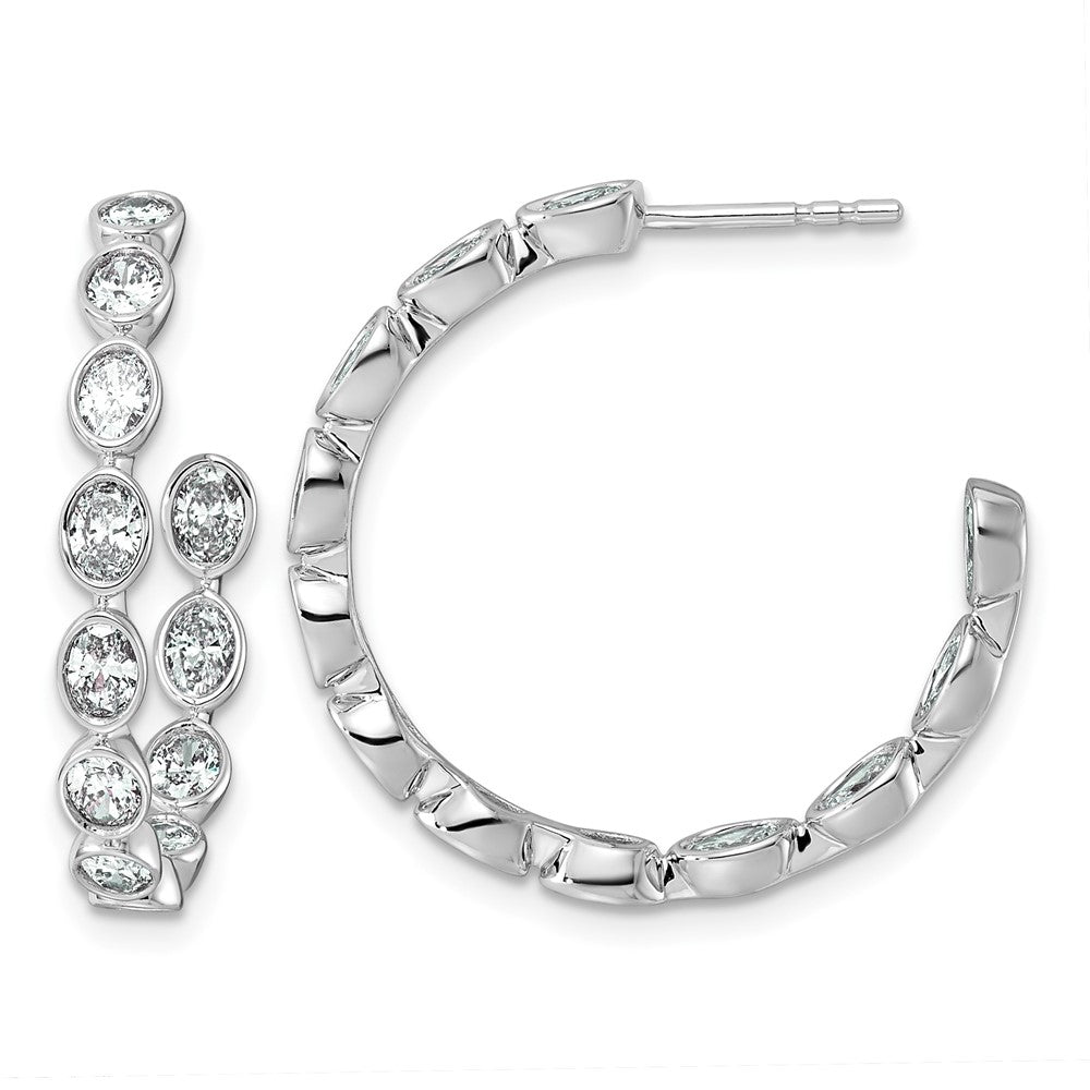 14kw 2 1/8ct Lab Grown Dia VS+ F+ Post Oval Comp Hoop Earrings