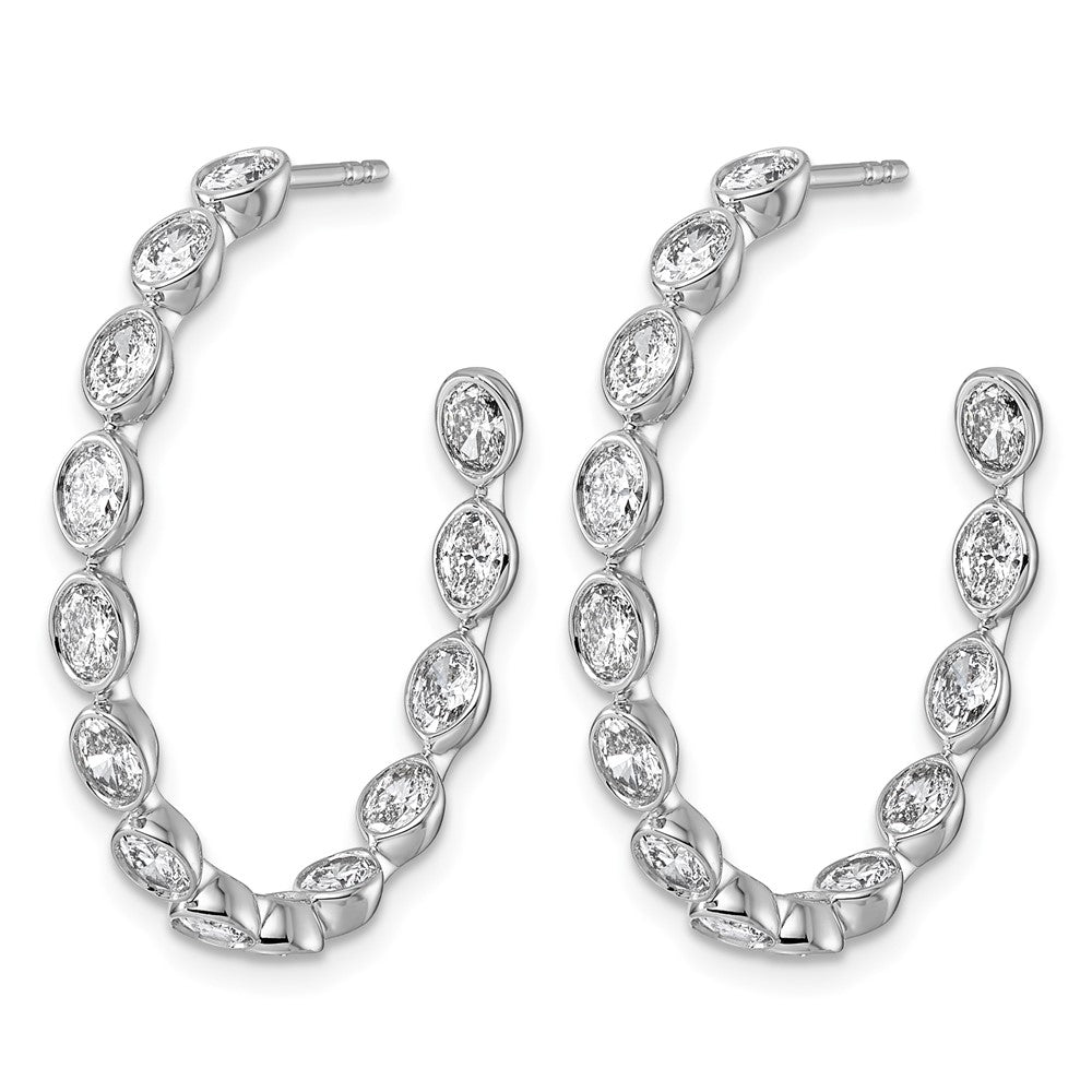 14kw 2 1/2ct Lab Grown Dia VS+ F+ Post Oval Comp Hoop Earrings