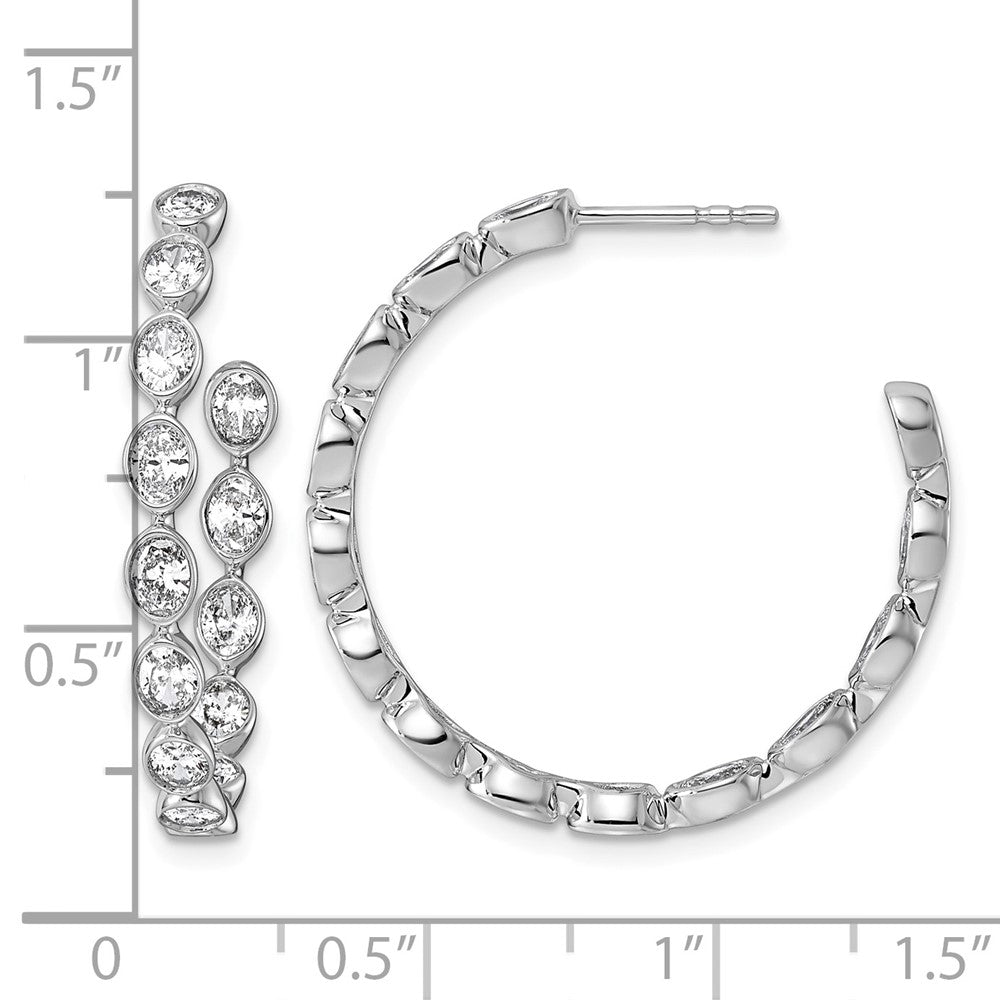 14kw 2 1/2ct Lab Grown Dia VS+ F+ Post Oval Comp Hoop Earrings