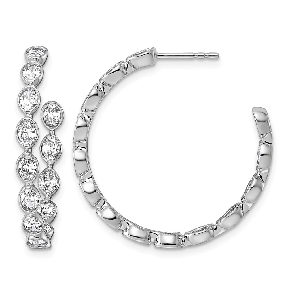 14kw 2 1/2ct Lab Grown Dia VS+ F+ Post Oval Comp Hoop Earrings