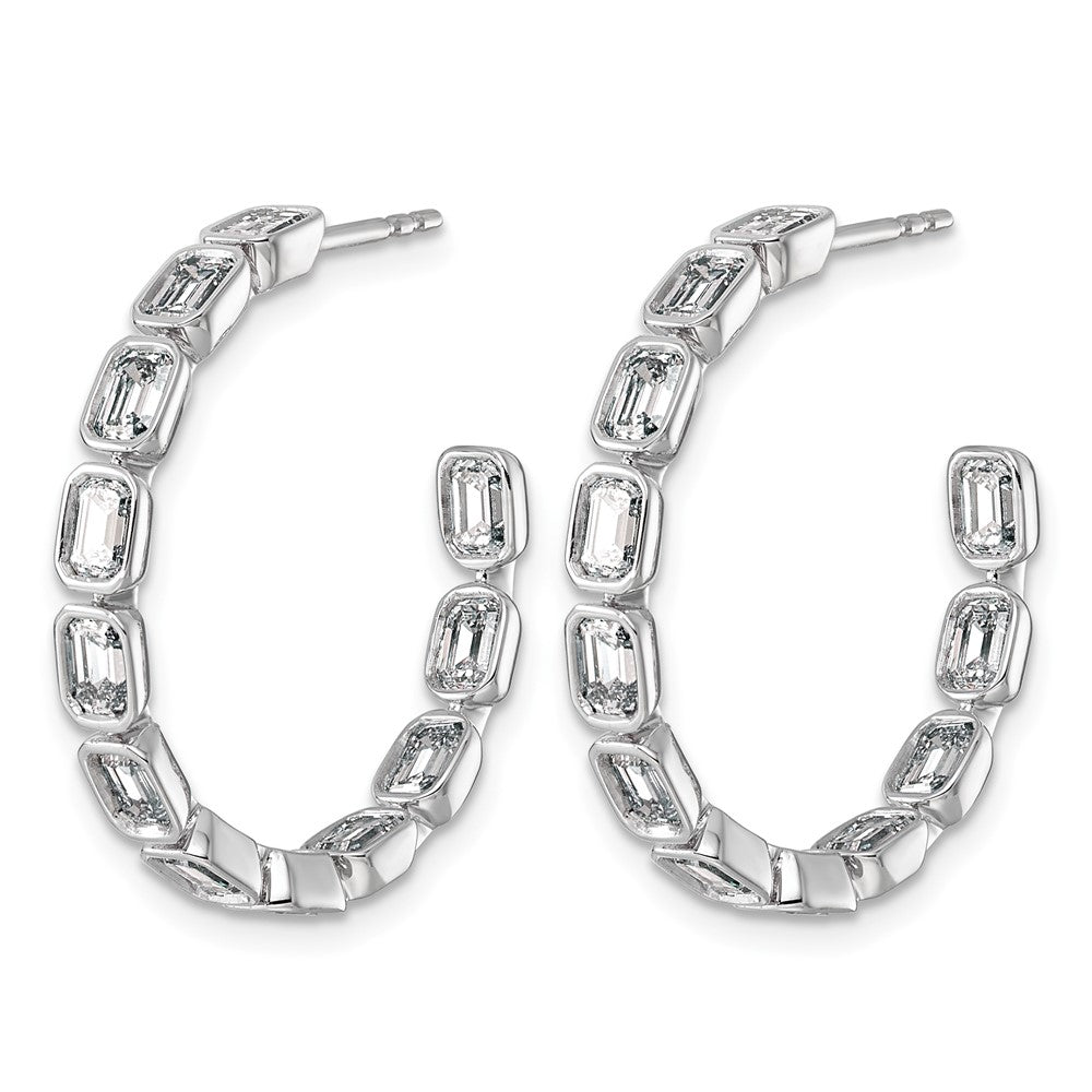 14kw 3 1/4ct Lab Grown Dia VS+ F+ Post Emerald Comp Hoop Earrings