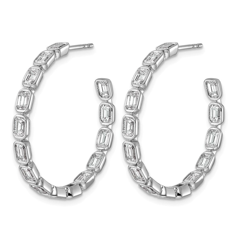 14kw 4ct Lab Grown Dia VS+ F+ Post Emerald Comp Hoop Earrings