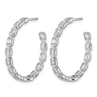 14kw 4ct Lab Grown Dia VS+ F+ Post Emerald Comp Hoop Earrings