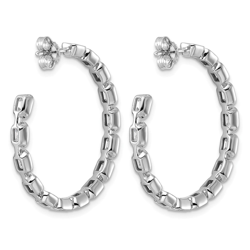 14kw 4ct Lab Grown Dia VS+ F+ Post Emerald Comp Hoop Earrings