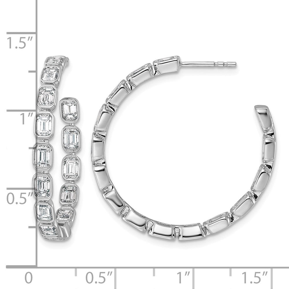 14kw 4ct Lab Grown Dia VS+ F+ Post Emerald Comp Hoop Earrings