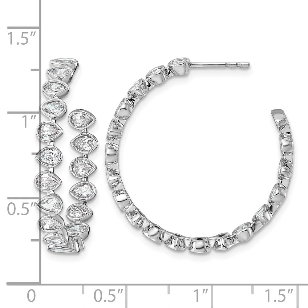 14kw 2 5/8ct LabGrown Dia VS+ F+ Post East/West Pear Comp Hoop Earrings