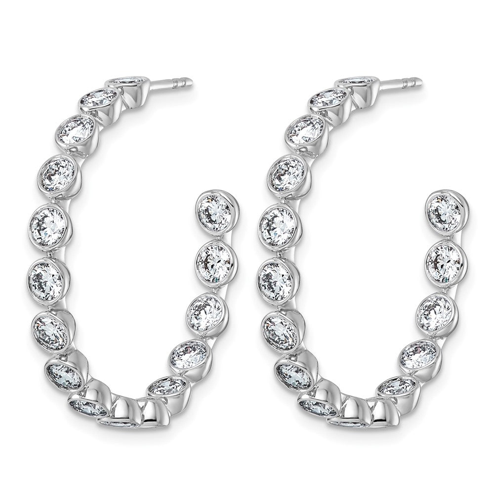 14kw 3 1/2ct Lab Grown Dia VS+ F+ Post Round Comp Hoop Earrings
