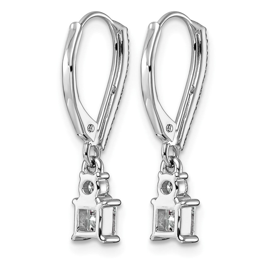 14kw 3/4ct LabGrown Dia VS+ F+ Dangle Princess Comp Leverback Earrings