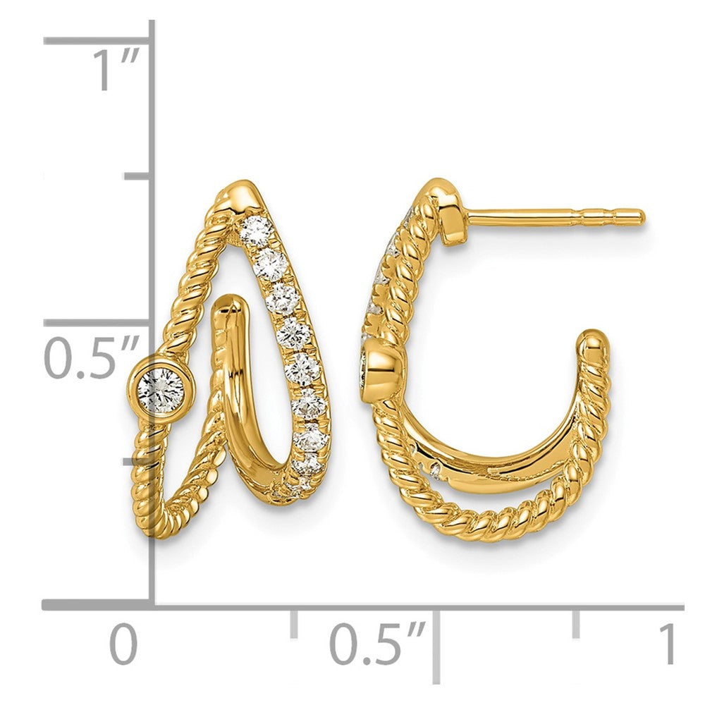 14k 3/8ct Lab Grown Dia VS+ F+ Post Fashion J-Hoop Comp Earrings