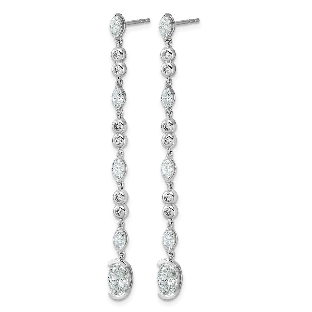 14kw 2ct Lab Grown Dia VS+ F+ Post Oval/Round Comp Drop Earrings