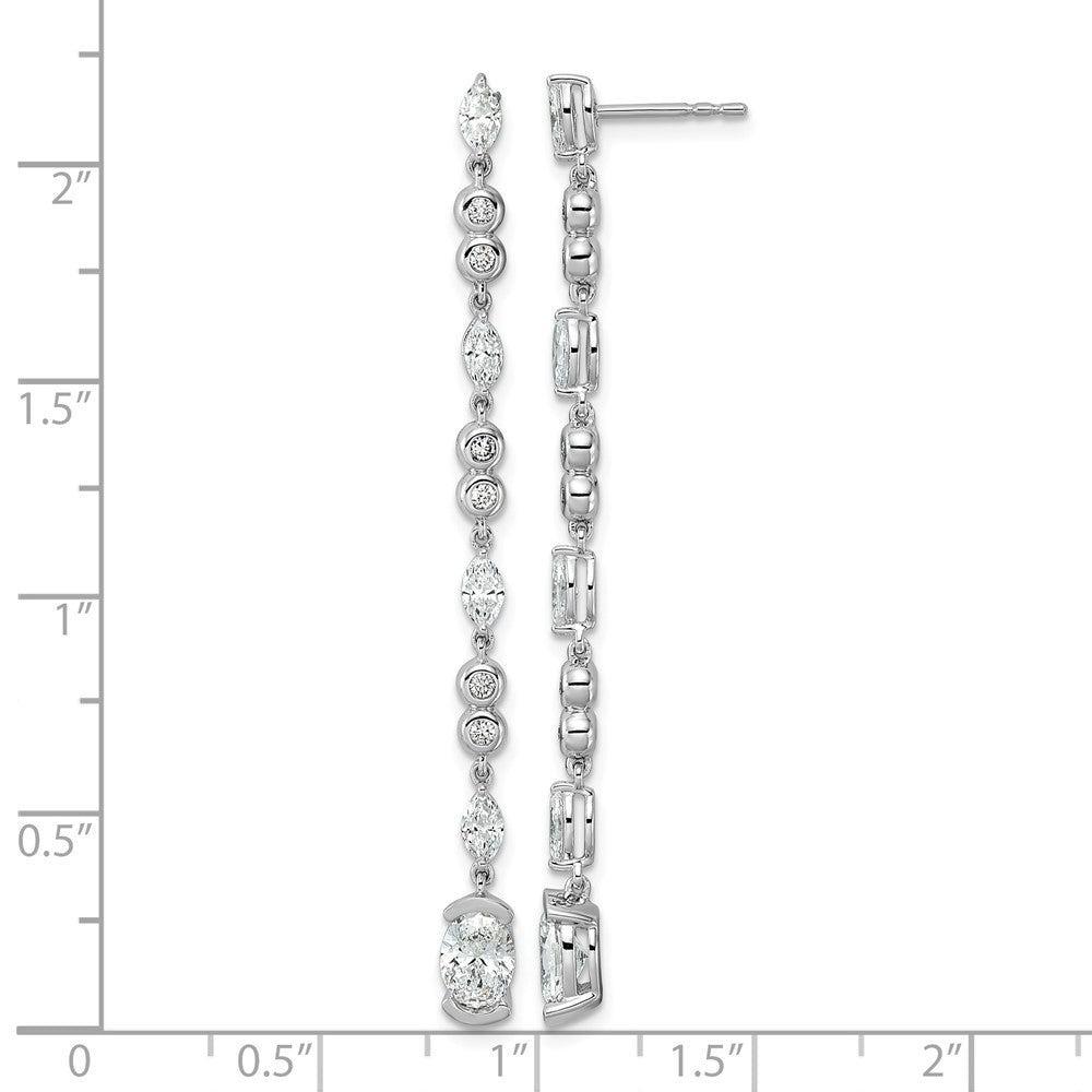 14kw 2ct Lab Grown Dia VS+ F+ Post Oval/Round Comp Drop Earrings