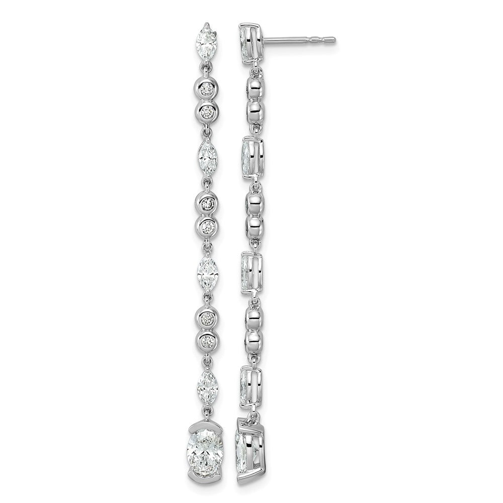 14kw 2ct Lab Grown Dia VS+ F+ Post Oval/Round Comp Drop Earrings