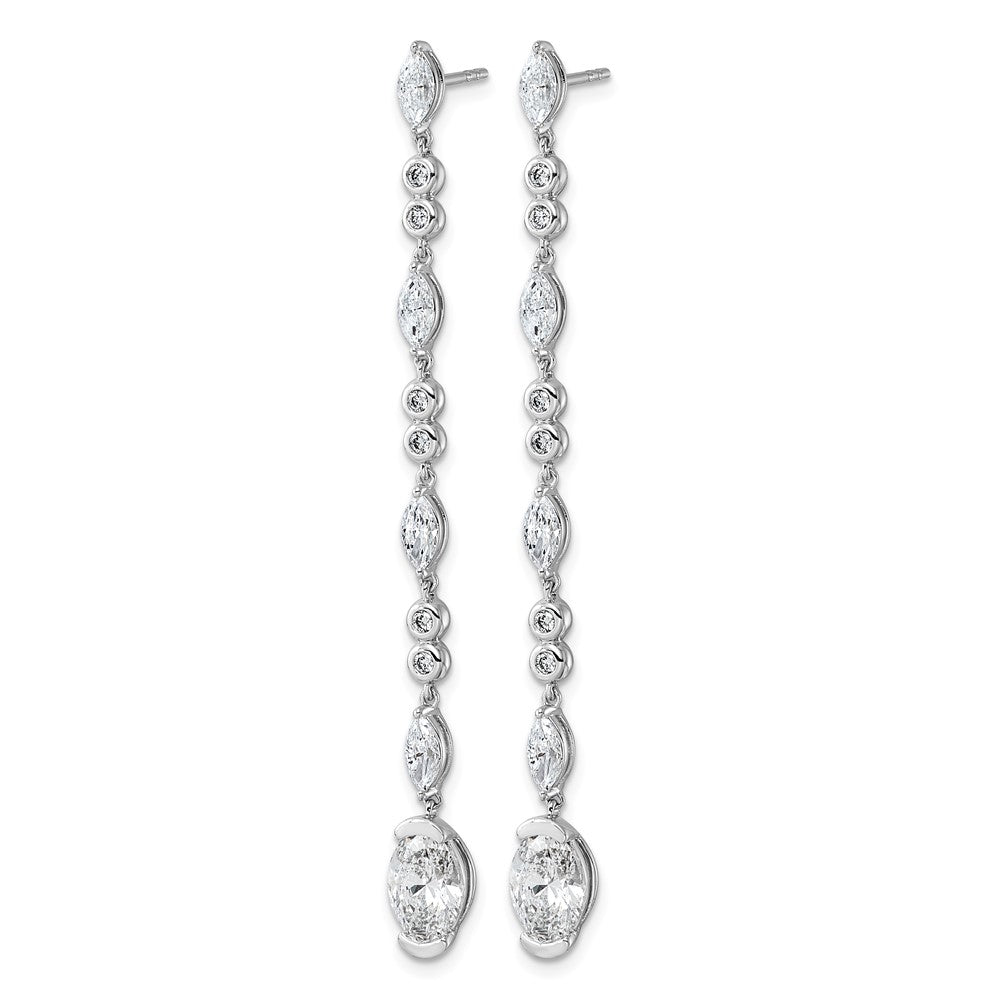 14kw 3 5/8ct Cert Oval LabGrown Dia VS+ F+ Post Comp Drop Earrings