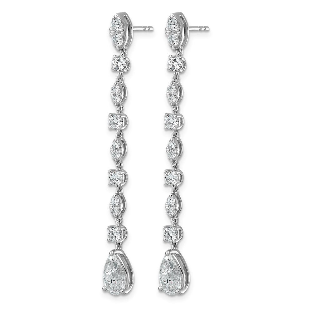 14kw 3 1/2ct Cert Pear Center LabGrown Dia VS+ F+ Post Comp Drop Earrings