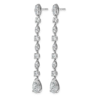 14kw 3 1/2ct Cert Pear Center LabGrown Dia VS+ F+ Post Comp Drop Earrings