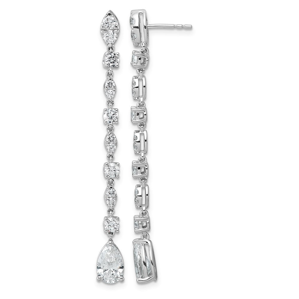 14kw 3 1/2ct Cert Pear Center LabGrown Dia VS+ F+ Post Comp Drop Earrings