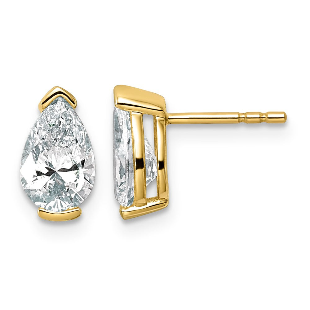 14ky Certified Pear Lab Grown Diamond VS+ F+ Post Earrings