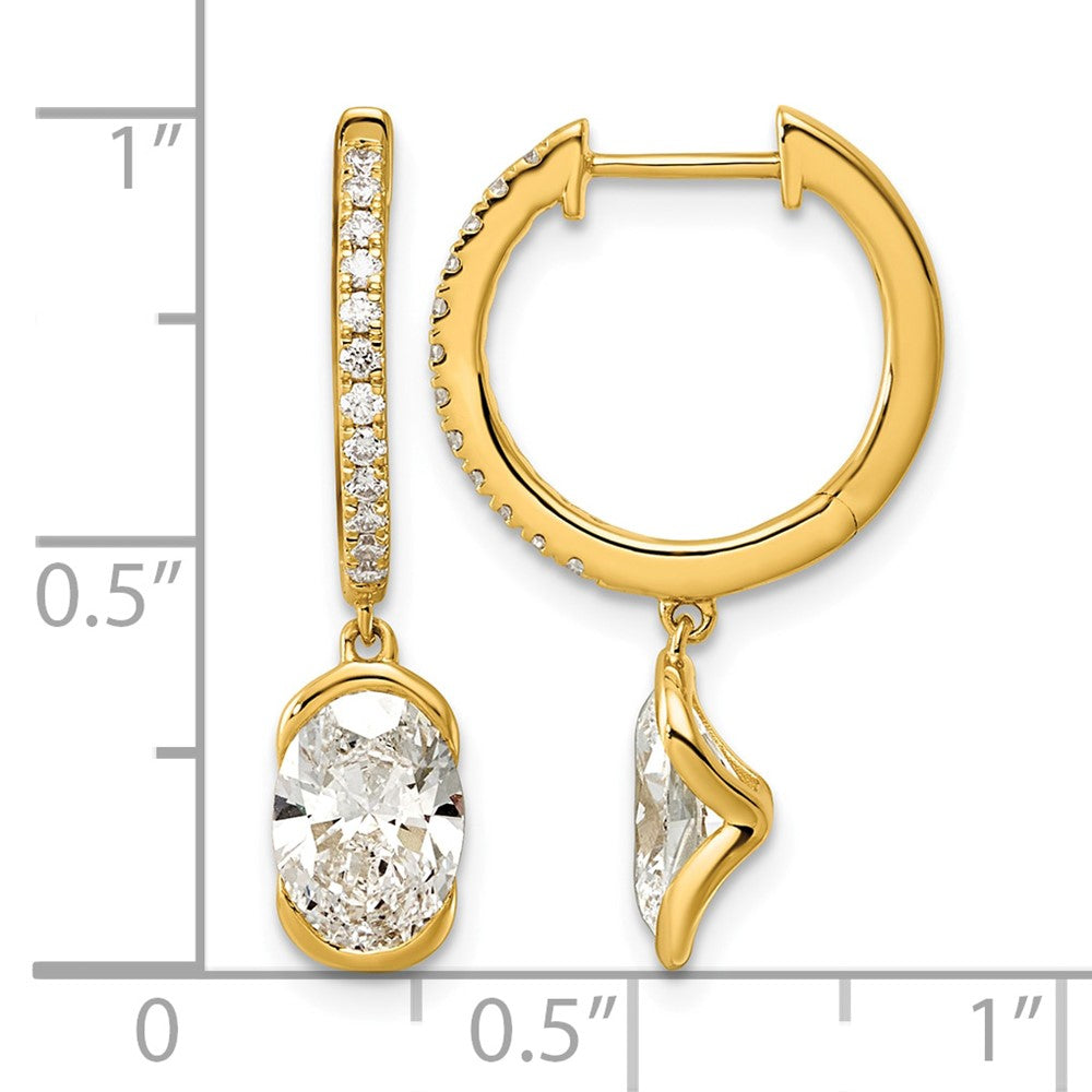 14ky Oval Lab Grown Diamond VS+ F+ Hoop Dangle Earrings