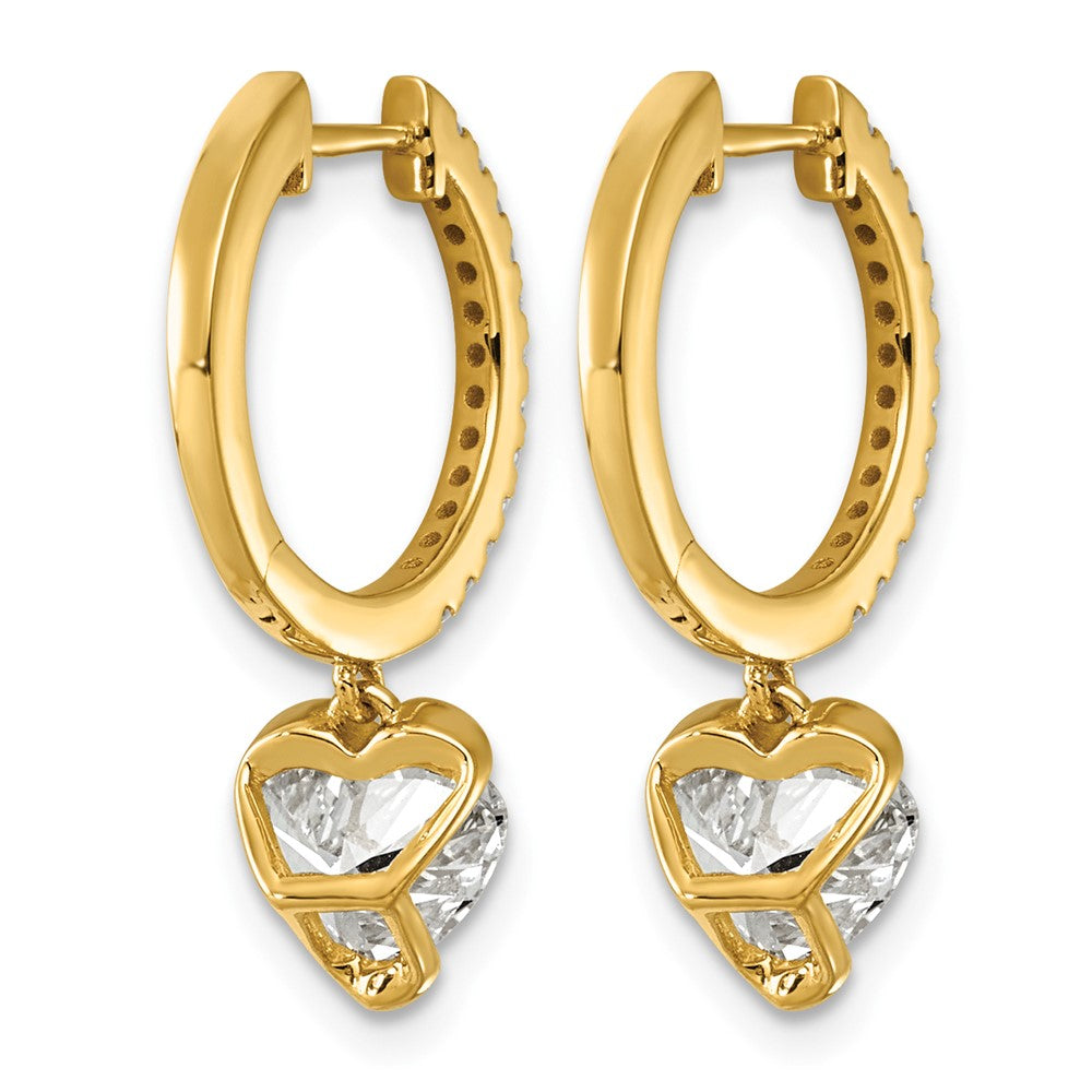 14ky Heart Lab Grown Diamond VS+ F+ Hoop Dangle Earrings