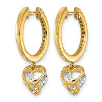 14ky Heart Lab Grown Diamond VS+ F+ Hoop Dangle Earrings