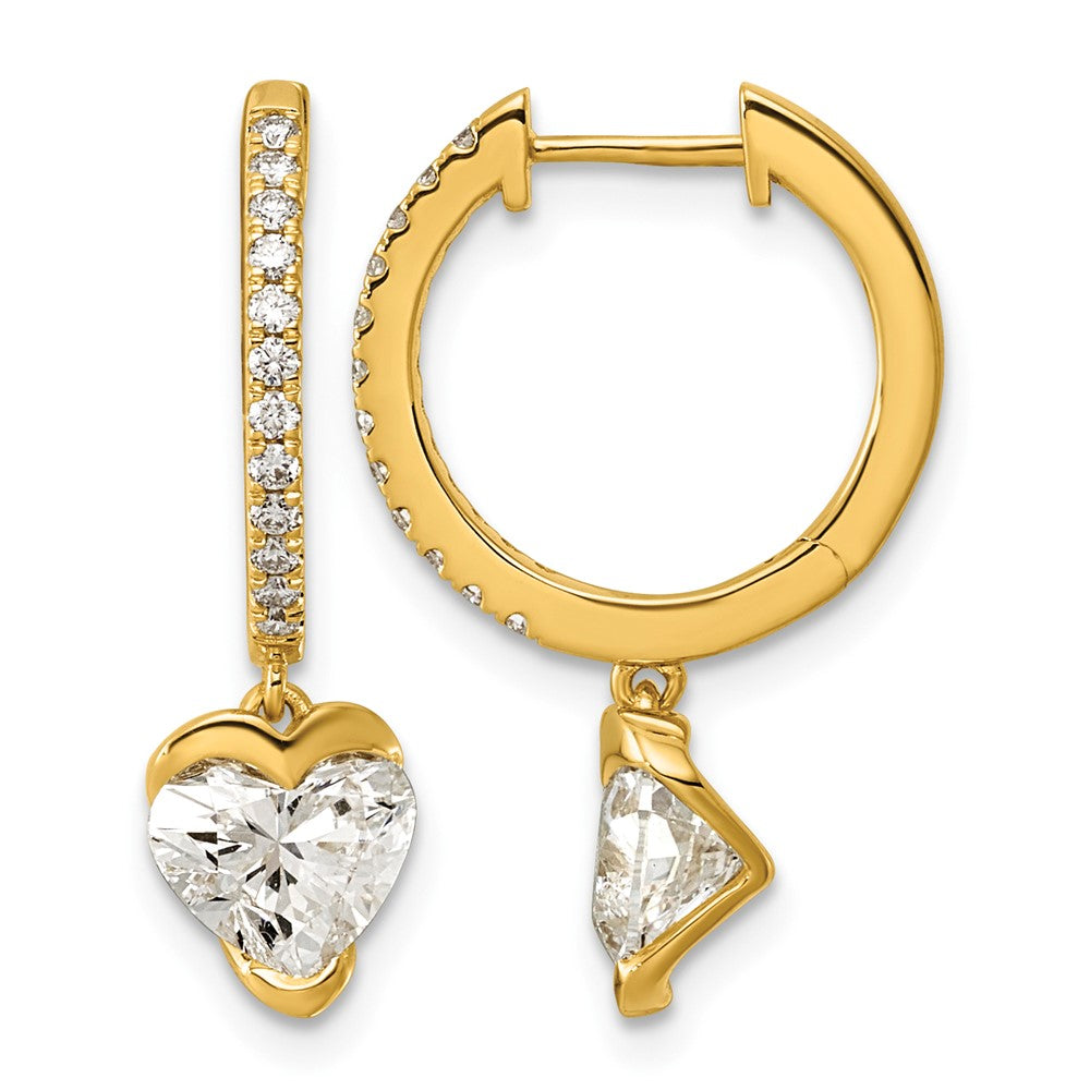 14ky Heart Lab Grown Diamond VS+ F+ Hoop Dangle Earrings