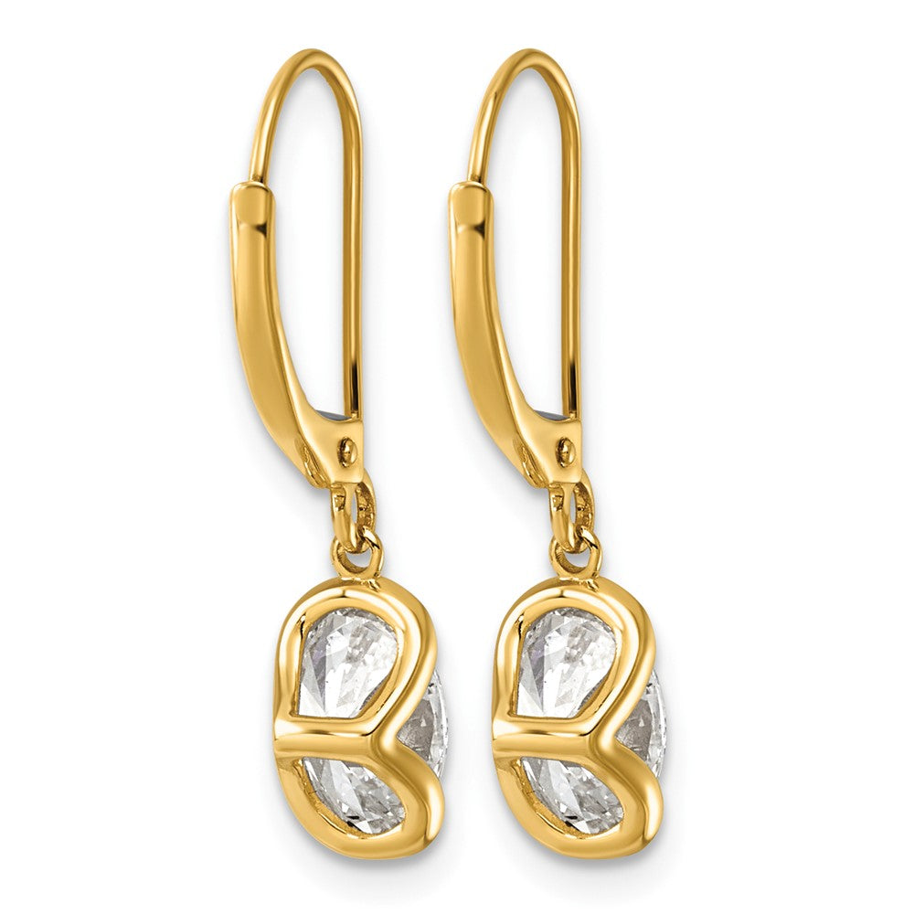14ky 2ct Oval Lab Grown Diamond VS+ F+ Leverback Earrings