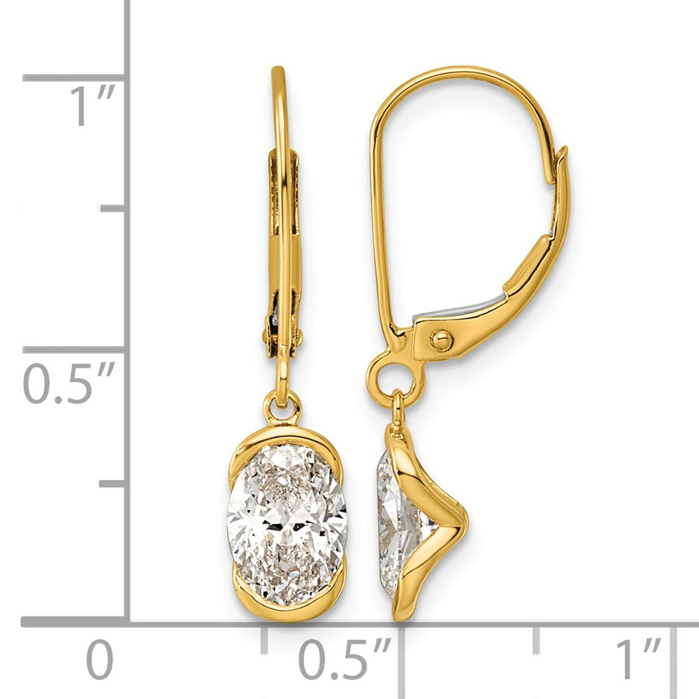 14ky 2ct Oval Lab Grown Diamond VS+ F+ Leverback Earrings
