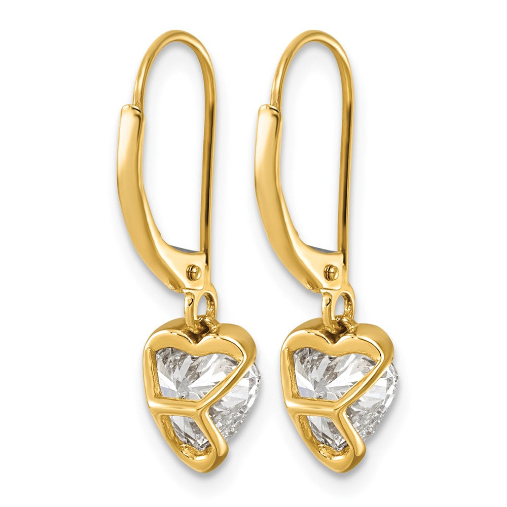 14ky Heart Lab Grown Diamond VS+ F+ Leverback Earrings