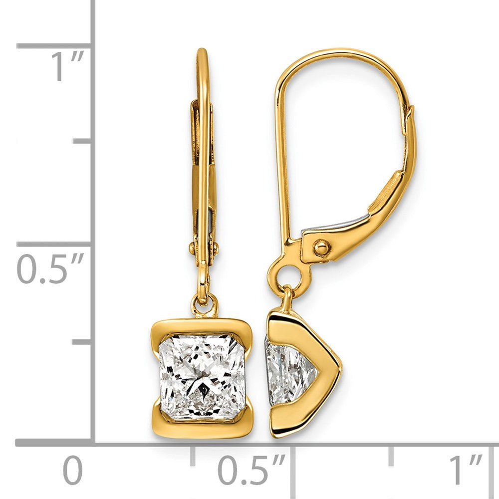 14ky 2ct Princess Lab Grown Diamond VS+ F+ Leverback Earrings