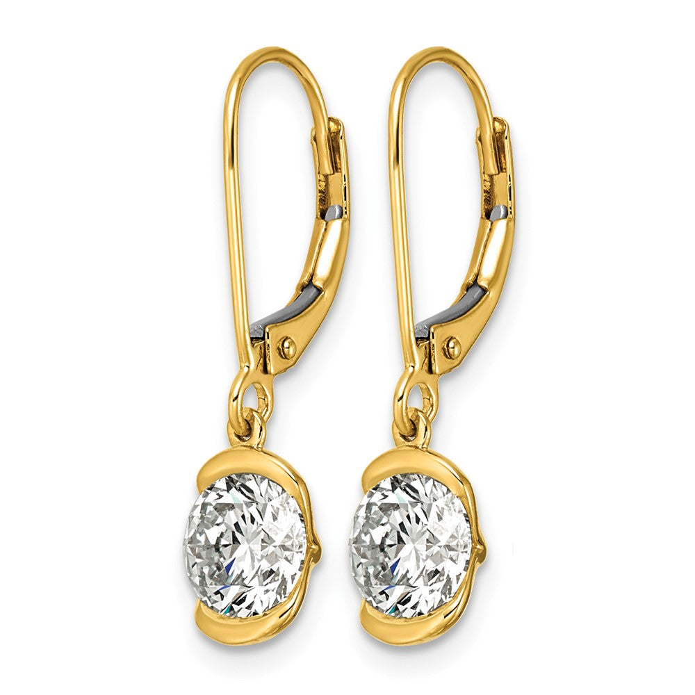 14ky 2ct Round Half Bezel Set Lab Grown Diamond VS+ F+ Leverback Earrings