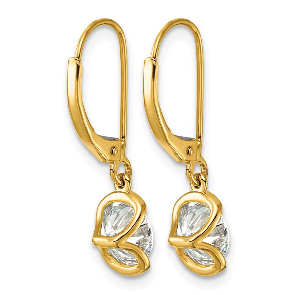 14ky 2ct Round Half Bezel Set Lab Grown Diamond VS+ F+ Leverback Earrings