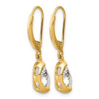 14ky 2ct Pear Half Bezel Set Lab Grown Diamond VS+ F+ Leverback Earrings
