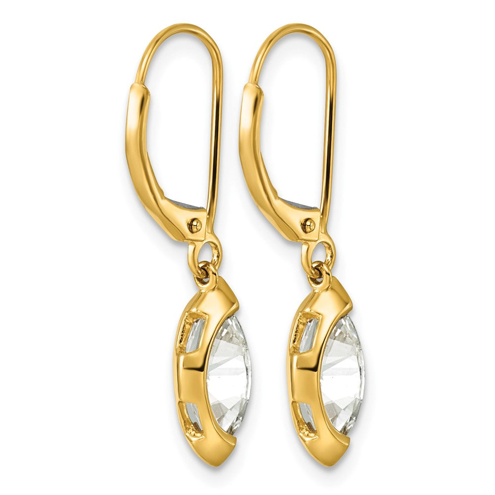 14ky 2ct Marquise Half Bezel Set Lab Grown Dia VS+ F+ Leverback Earrings