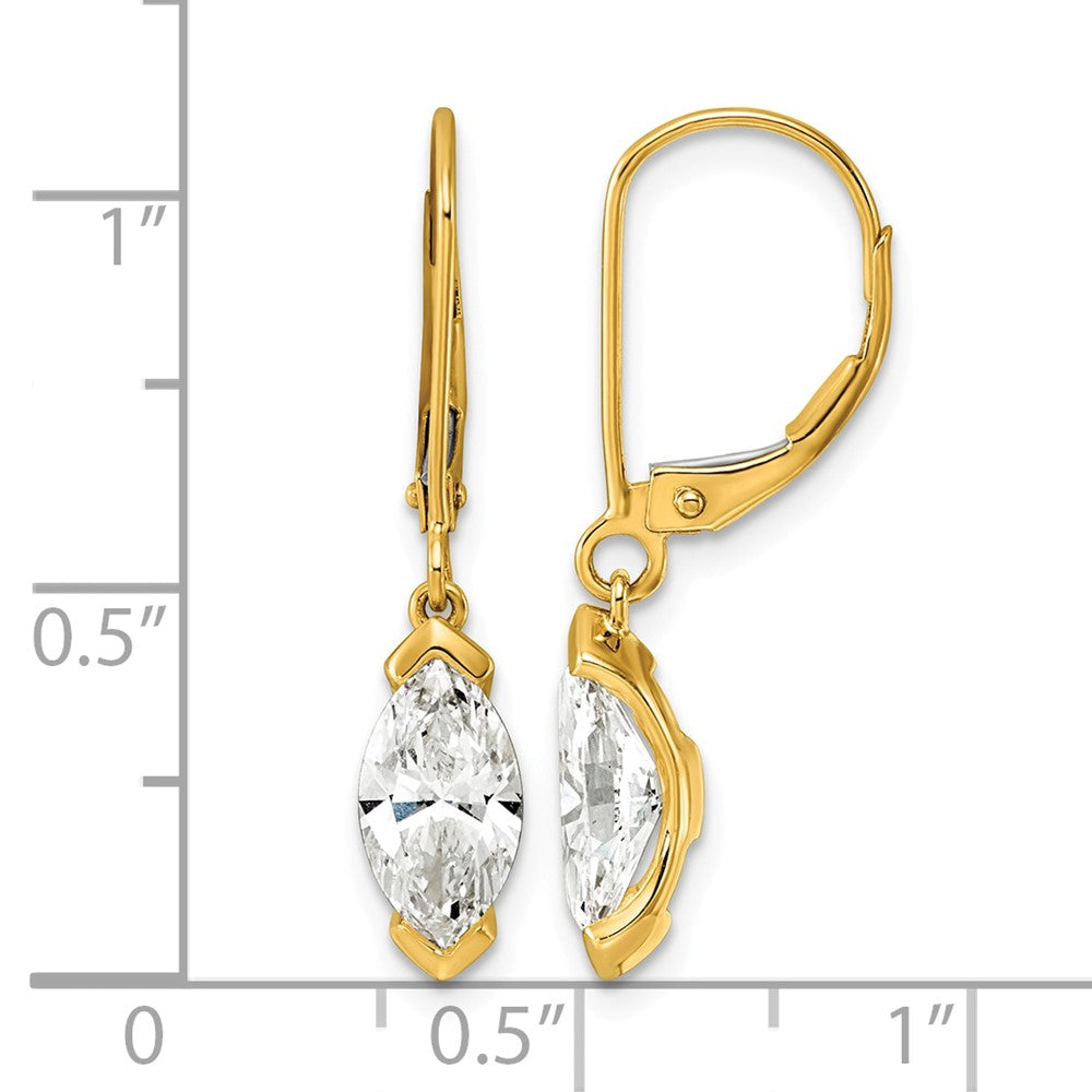 14ky 2ct Marquise Half Bezel Set Lab Grown Dia VS+ F+ Leverback Earrings