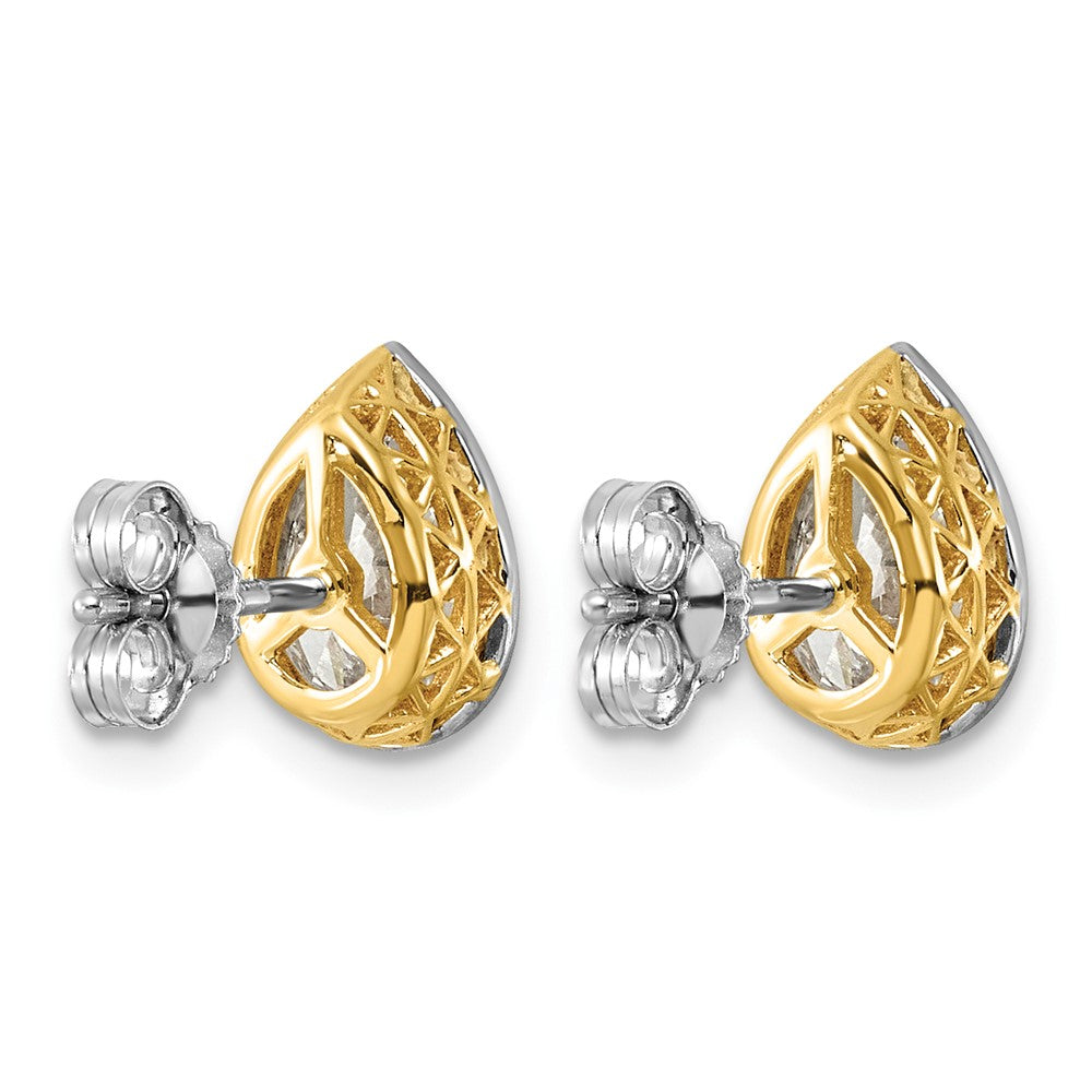 10ky w/Rhodium Lab Grown VS+ F+ Pear Center Diamond Earrings