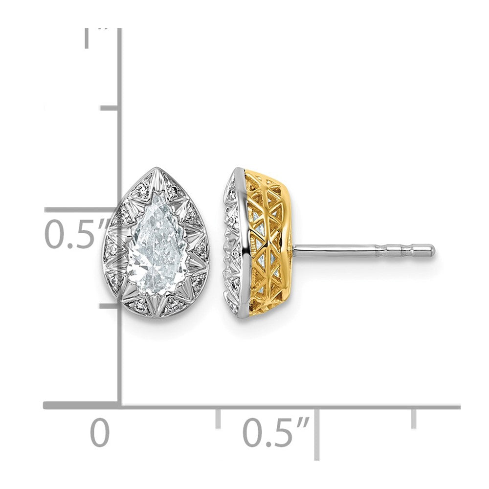 10ky w/Rhodium Lab Grown VS+ F+ Pear Center Diamond Earrings