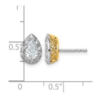 10ky w/Rhodium Lab Grown VS+ F+ Pear Center Diamond Earrings