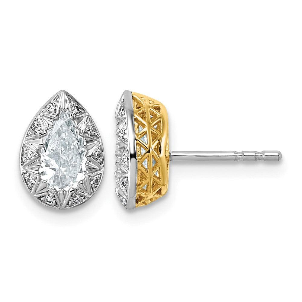 10ky w/Rhodium Lab Grown VS+ F+ Pear Center Diamond Earrings