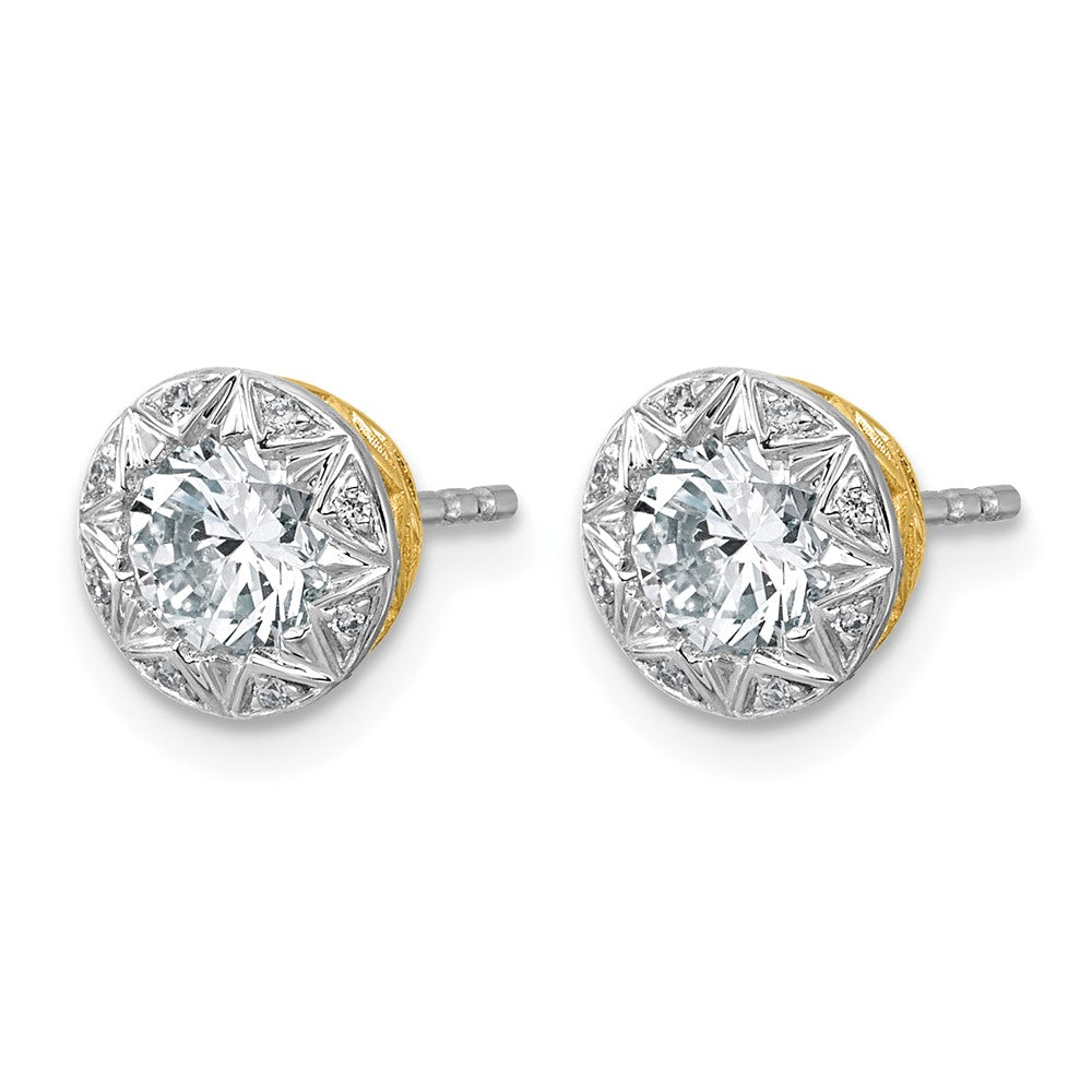 10ky w/Rhodium Lab Grown VS+ F+ Round Center Diamond Earrings