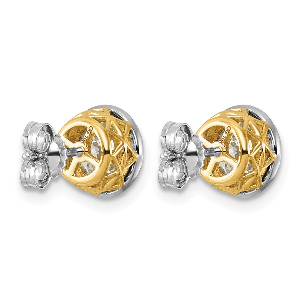 10ky w/Rhodium Lab Grown VS+ F+ Round Center Diamond Earrings