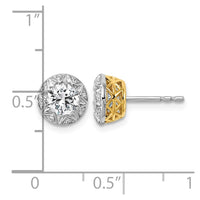10ky w/Rhodium Lab Grown VS+ F+ Round Center Diamond Earrings