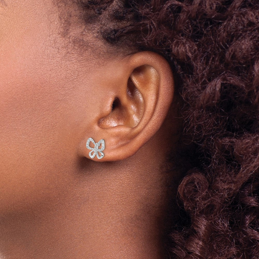 14kw 1/6ct Lab Grown Diamond VS/SI+ G+ Comp Butterfly Post Earrings