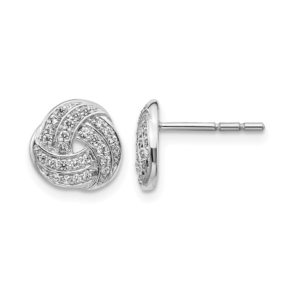 14k White Gold 1/4 ct Lab Grown Diamond VS/SI+ G+ Love Knot Post Earrings