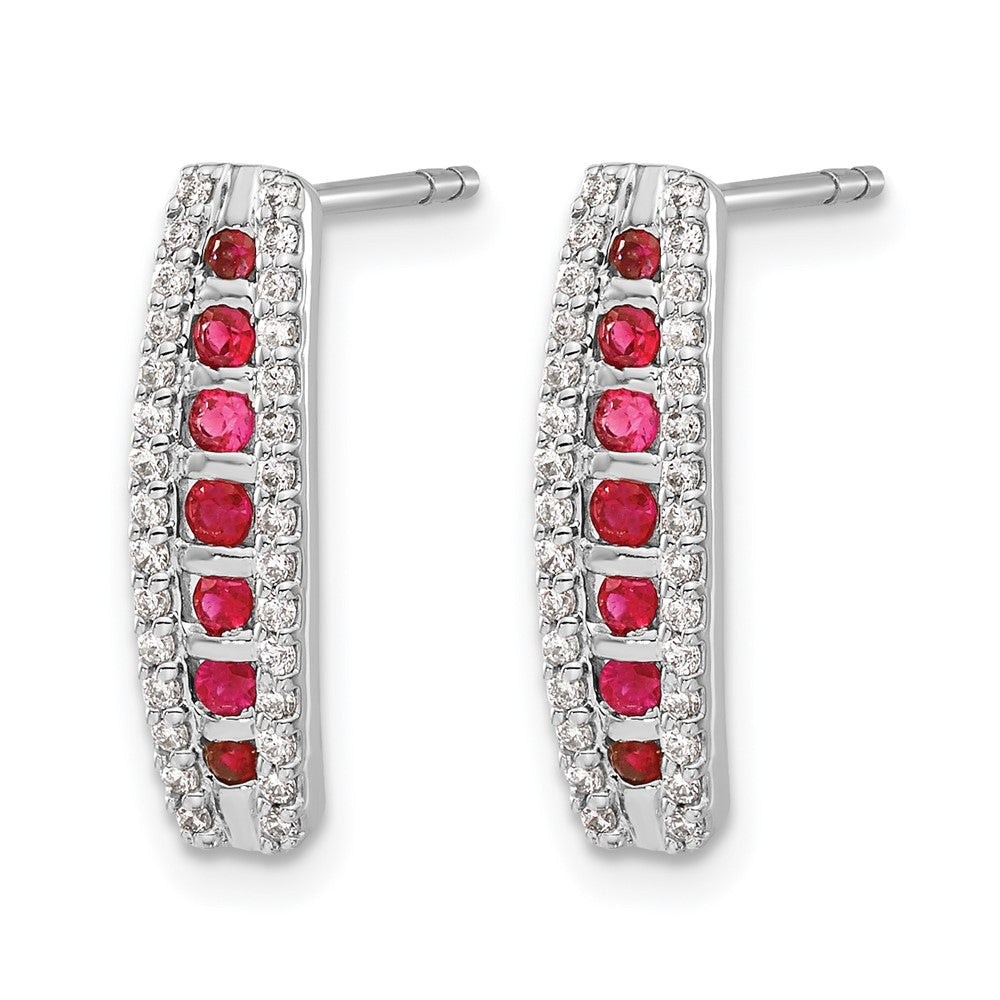 14k White Gold 1/3 ct Lab Grown Diamond VS/SI+ G+ & Cr Ruby Post Earrings